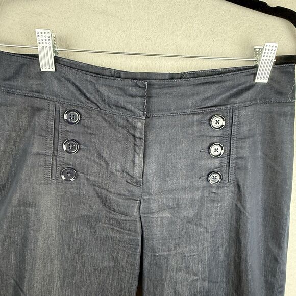 Express Y2K Navy Sailor Pants 6 Flare Leg  Stretch Nautical Office (minor flaw) - Picture 2 of 9